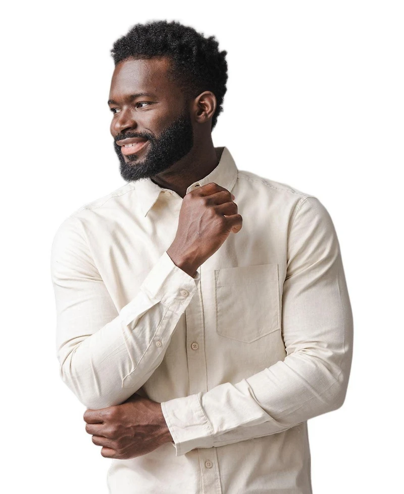 Hope & Henry Men's and Long Sleeve Solid Linen Shirt