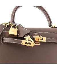 Pre-Owned HERMES Kelly 25 Handbag Grey Epsom with Gold Hardware