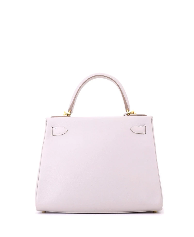 Pre-Owned HERMES Kelly 28 Handbag Grey Evercolor with Gold Hardware