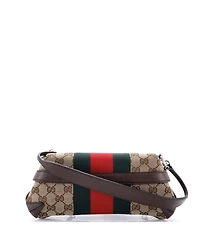Pre-Owned Gucci Small Horsebit Nm Web Chain Clutch Gg Canvas