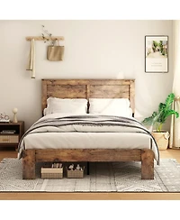 flynama Wood Platform Bed Noise Free Storage Easy Assembly