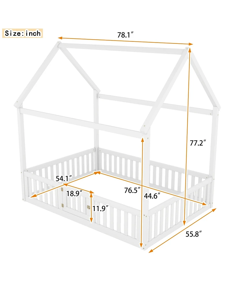 flynama Wood House Bed Fence Door