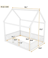 flynama Wood House Bed Fence Door