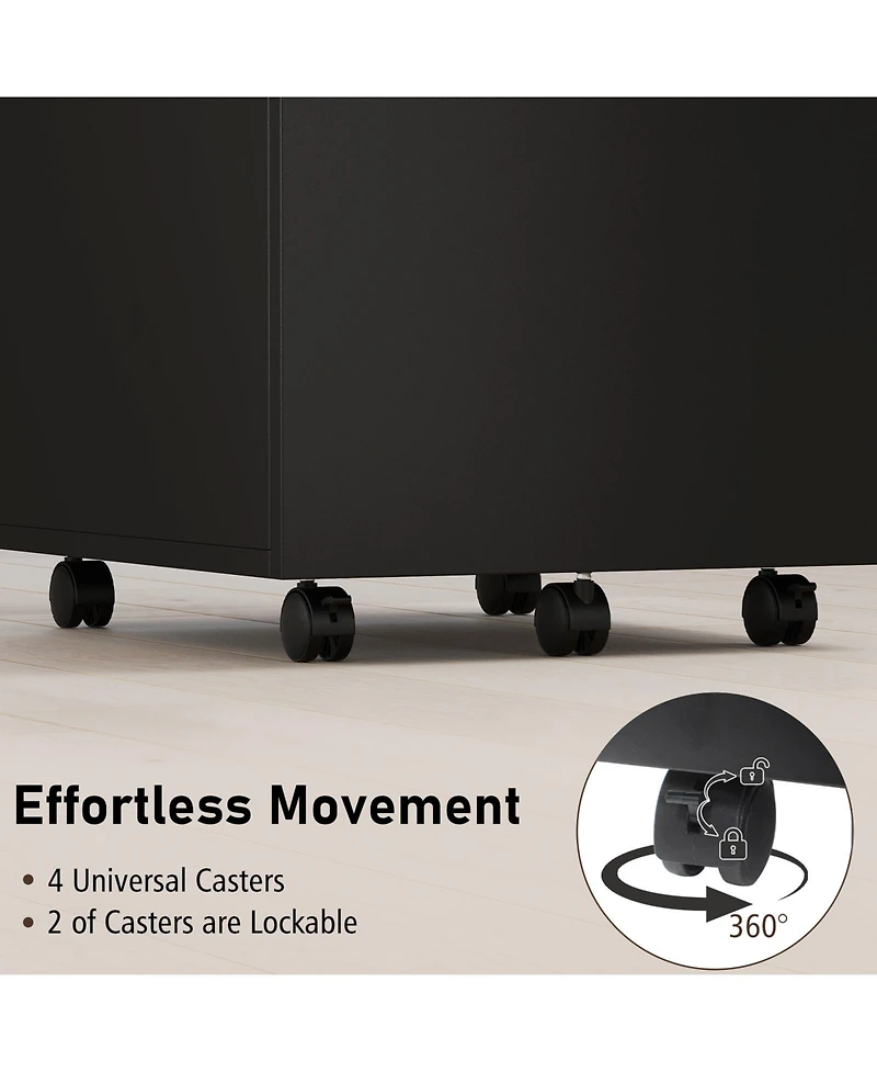 Sugift 3 Drawer Filing Cabinet Locking Pedestal Desk