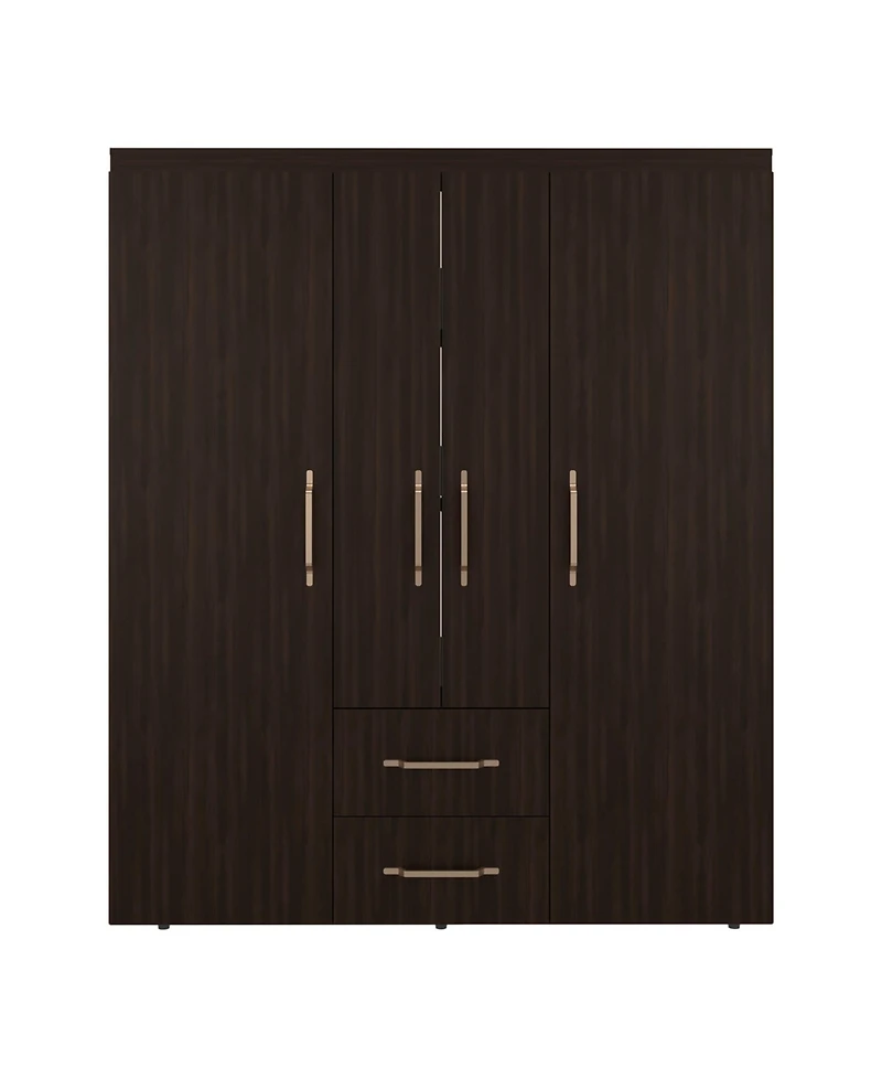 Depot E-Shop Valier Wardrobe, Deluxe Armoire with Multiple Storage Options and Metal Accents
