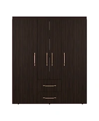 Depot E-Shop Valier Wardrobe, Deluxe Armoire with Multiple Storage Options and Metal Accents