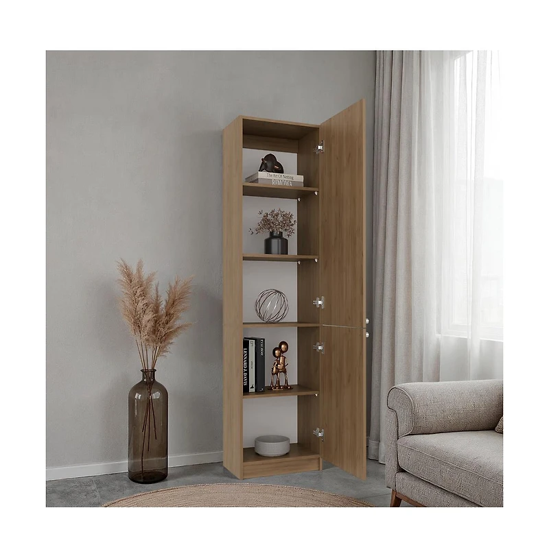 Depot E-Shop 71" Tall Bookcase with 2 Doors and 5 Interior Shelves