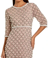 Mac Duggal Women's Pearl and Crystal Embellished Evening Gown