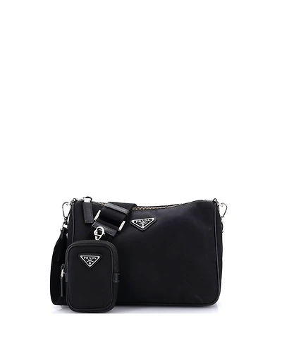 Pre-Owned Prada Small Re-Edition 2000 Double Zip Shoulder Bag Tessuto