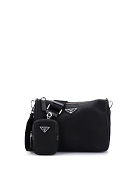 Pre-Owned Prada Small Re-Edition 2000 Double Zip Shoulder Bag Tessuto