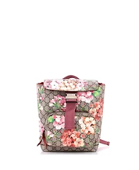 Pre-Owned Gucci Small Buckle Backpack Blooms Print Gg Coated Canvas