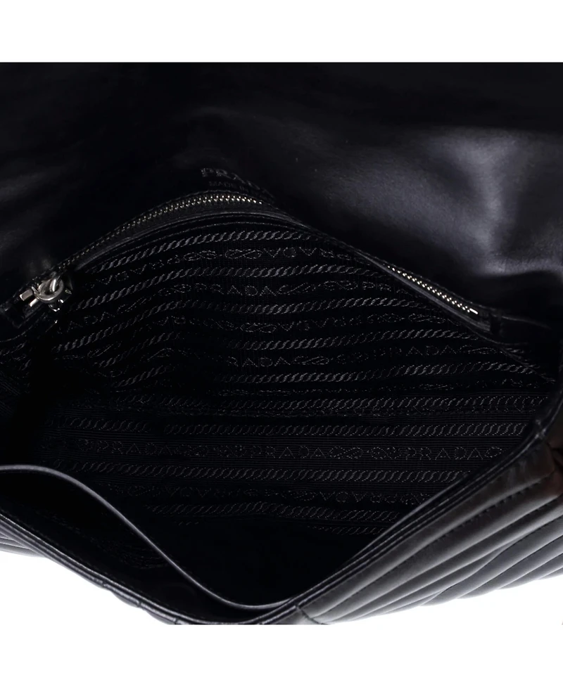 Pre-Owned Prada Medium Chain Flap Shoulder Bag Diagramme Quilted Leather