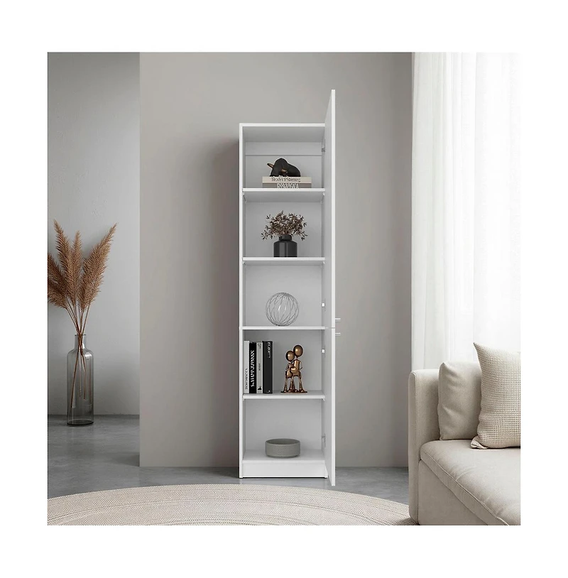 Depot E-Shop 71" Tall Bookcase with 2 Doors and 5 Interior Shelves