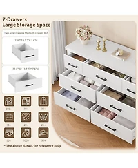 gaomon 7 Drawer Dresser for Bedroom, Wide Wood Chest of Drawers with Metal Handles, Large Storage Organizer Living Room