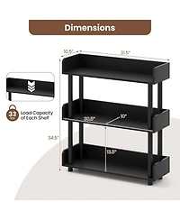 Slickblue 3-Tier Bookshelf with Anti-Tipping Kit and Industrial Storage Unit for Living