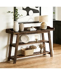 Tribesigns Solid Wood Entryway Table, 45" Narrow Console Table, 3-Tier Farmhouse Behind Couch Sofa Table