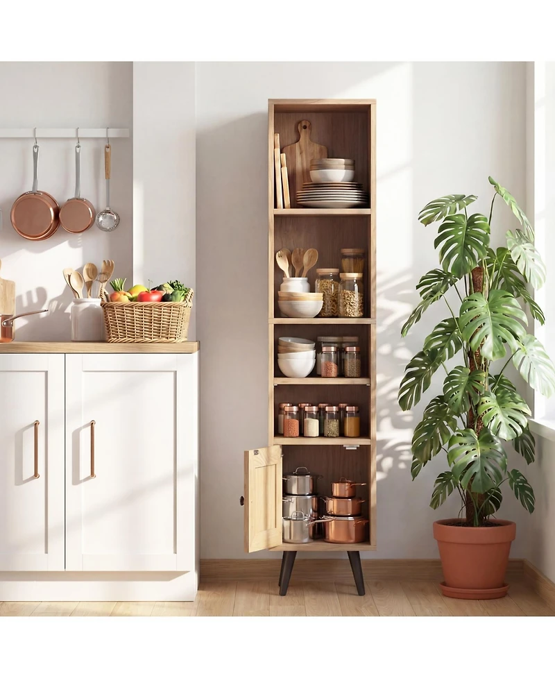 Slickblue 6-Tier Tall Narrow Bookcase 54 Inches Slim Storage