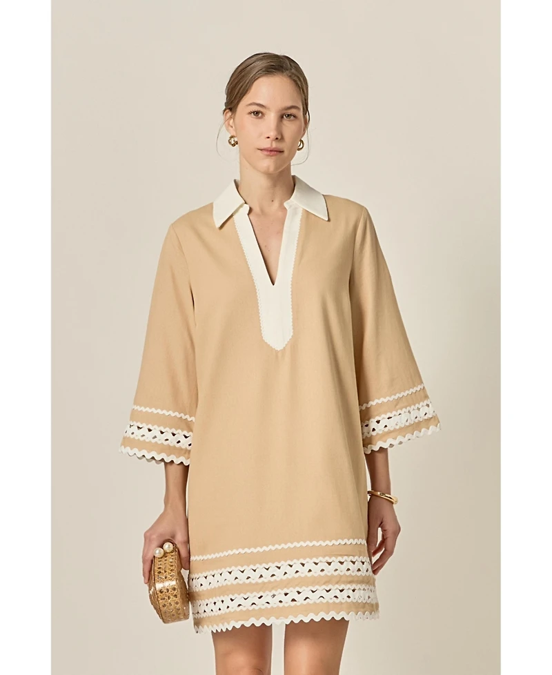 English Factory Women's Color Block Shirt Mini Dress