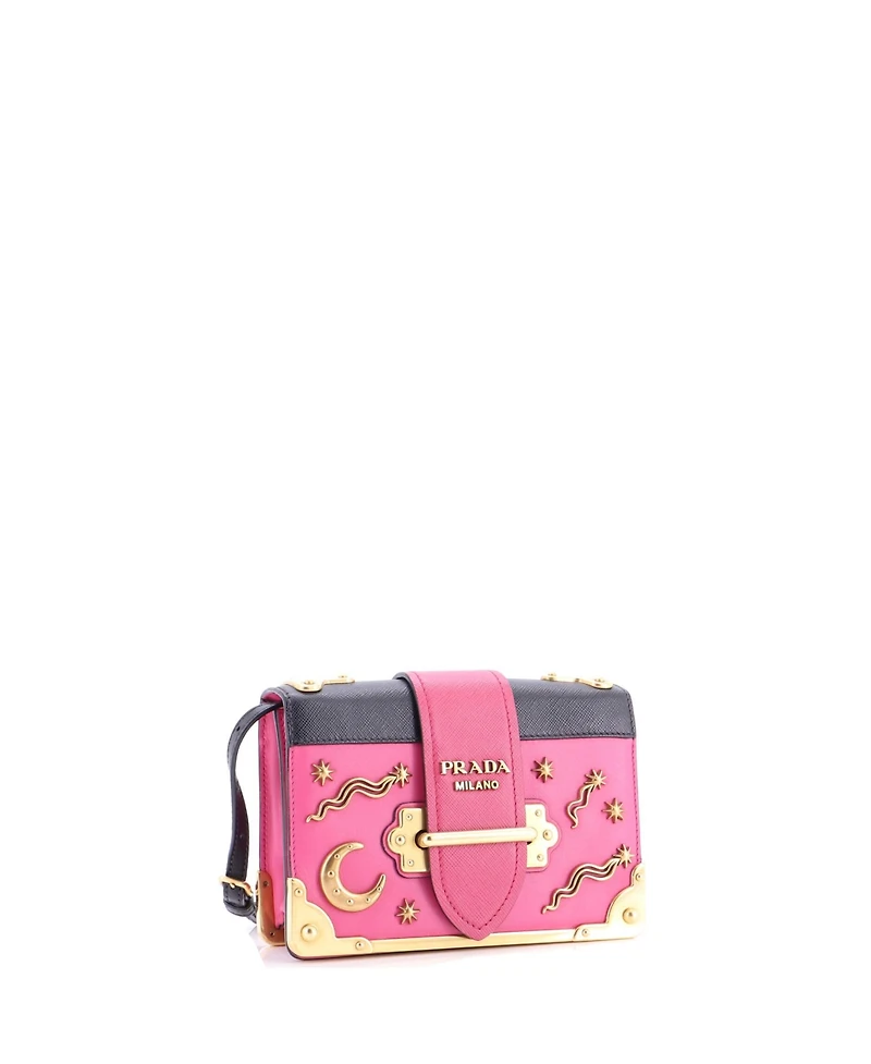 Pre-Owned Prada Small Cahier Crossbody Bag Embellished Leather