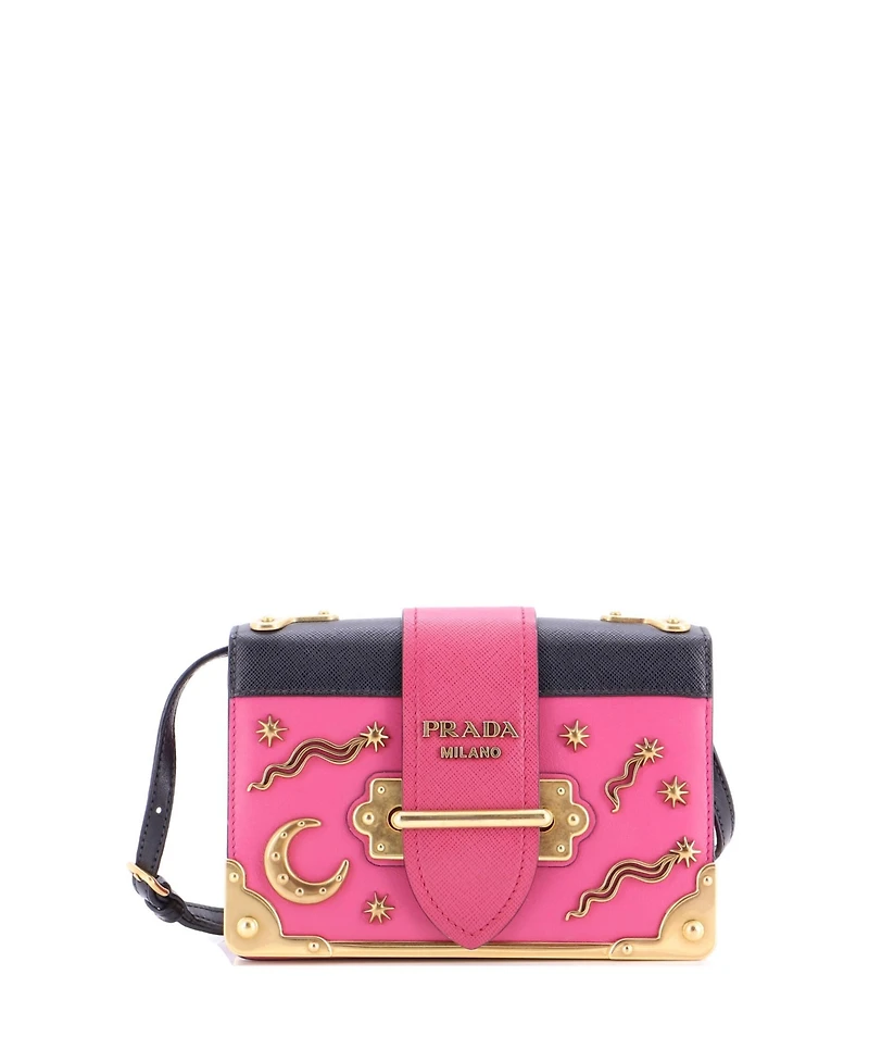Pre-Owned Prada Small Cahier Crossbody Bag Embellished Leather