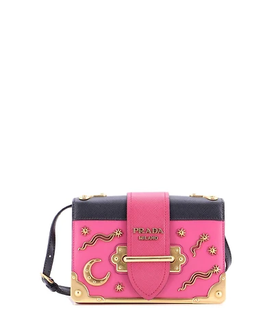 Pre-Owned Prada Small Cahier Crossbody Bag Embellished Leather