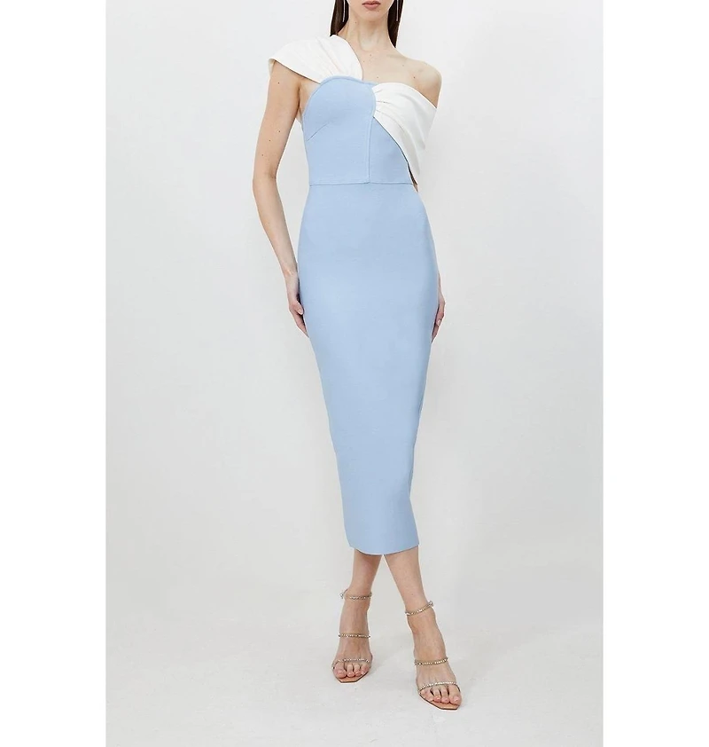 Karen Millen Women's Asymmetric Strap Knit Midi Dress