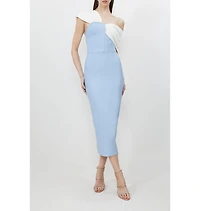 Karen Millen Women's Asymmetric Strap Knit Midi Dress
