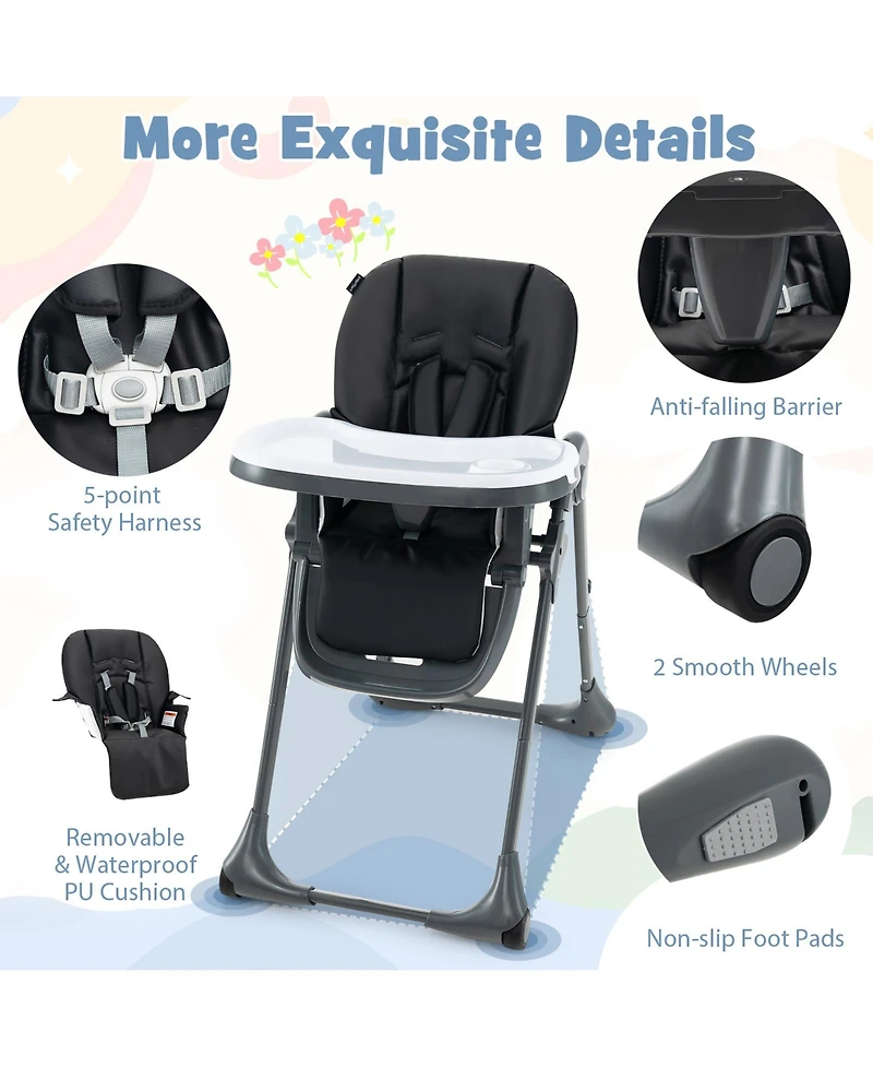 Sugift 3-In-1 Convertible Baby High Chair for Toddlers