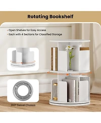 Slickblue 2-Tier Rotating Bookshelf with Dividers and Anti-falling