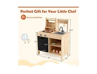 Hongge Wooden Barbecue Grill Playset with Chalkboard, Sink, and Cabinet