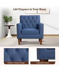 Sugift Mid Century Modern Accent Chair with Button Tufted Decoration and Rivets.