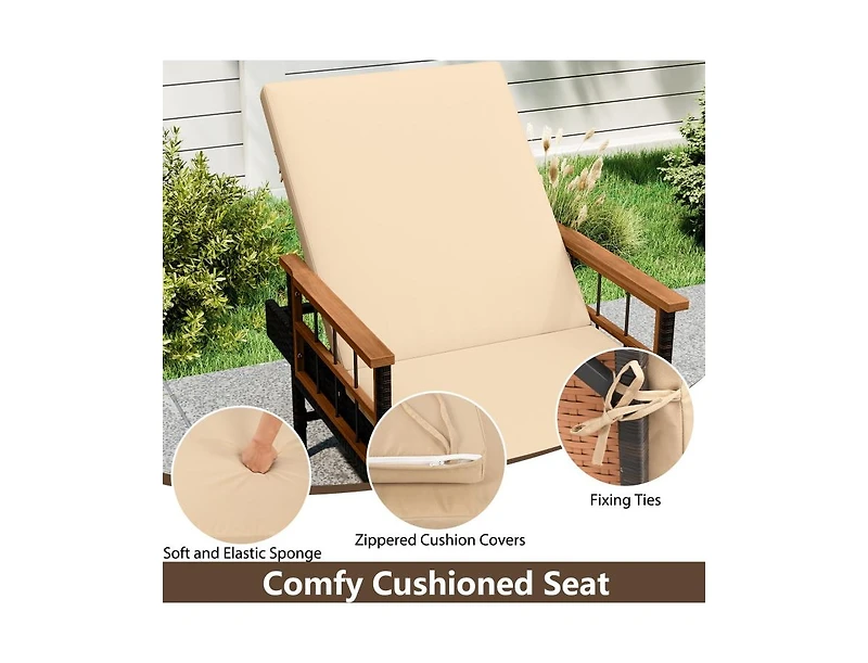 Slickblue Patio Reclining Lounge Chair with 4-Position Adjustable Backrest