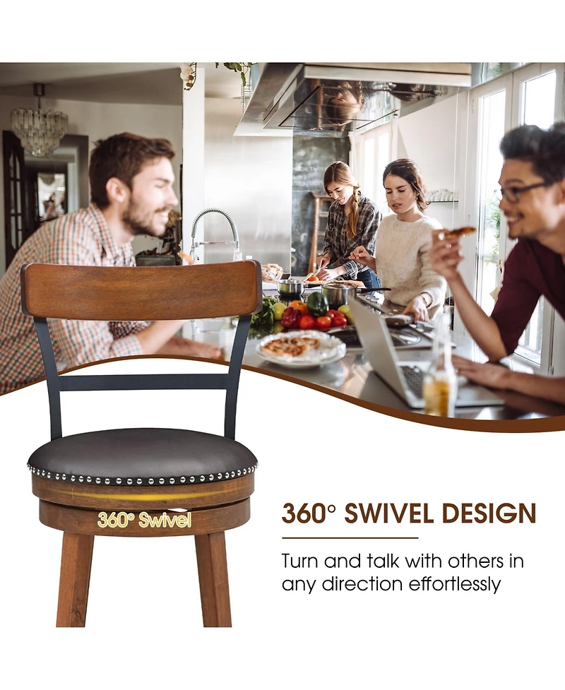 sumyeg Set of 2 Swivel Counter Height Bar Stools