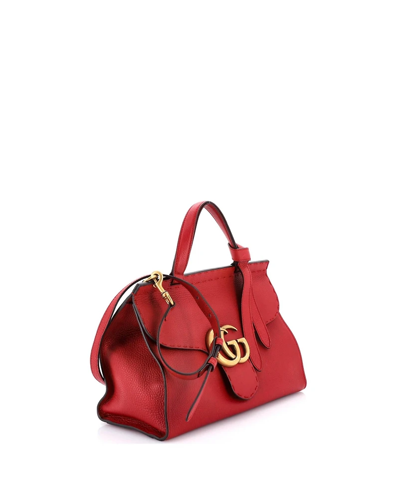 Pre-Owned Gucci Small Gg Marmont Top Handle Bag Leather