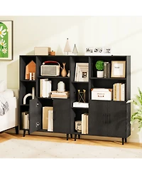 Slickblue 47 Inch Bookshelf with Open Cubes and Bottom Storage Cabinet