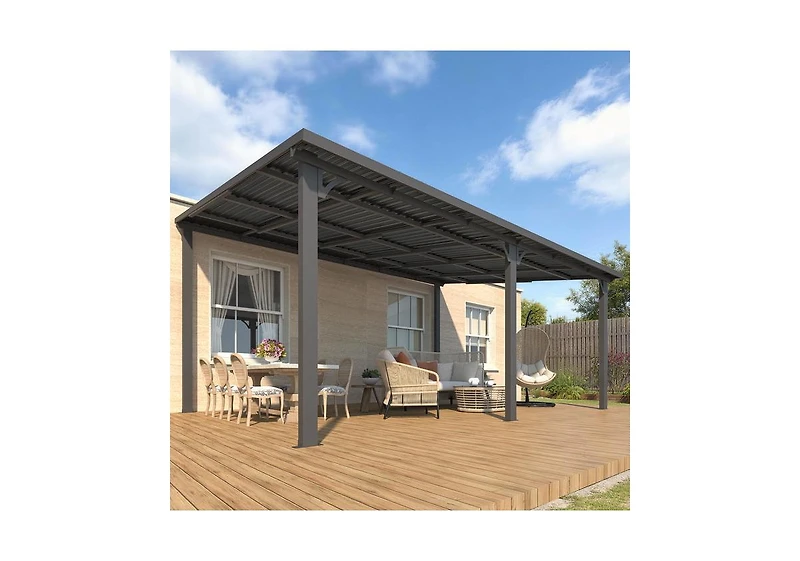 Aecojoy Hardtop Gazebo Outdoor Pergola Lean to Metal Pergolas
