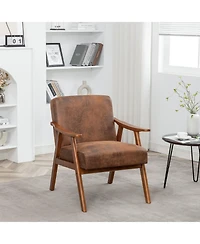 Clihome Modern Accent Chair, Living Room Chair with Solid Wood Frame, Lounge Wingback