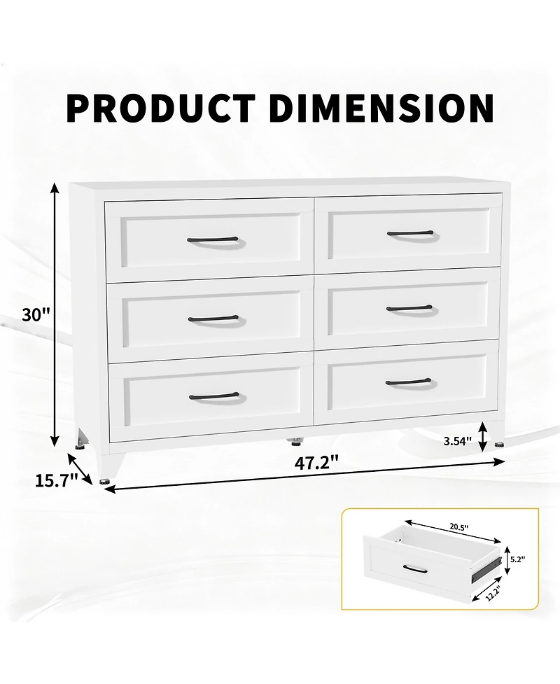 Rainsken 6 Drawer Dresser for Bedroom