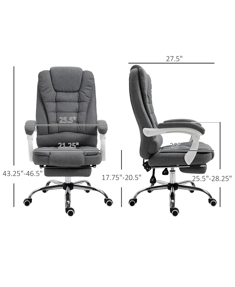 Boyel Living Executive Office Chair with Footrest Linen-Fabric Computer Chair Adjustable