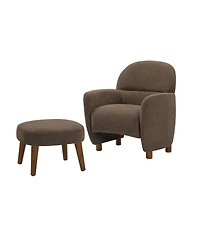 Boyel Living Modern Lazy Chair with Ottoman, Upholstered Reading Chair, Compact Accent Footrest for Small