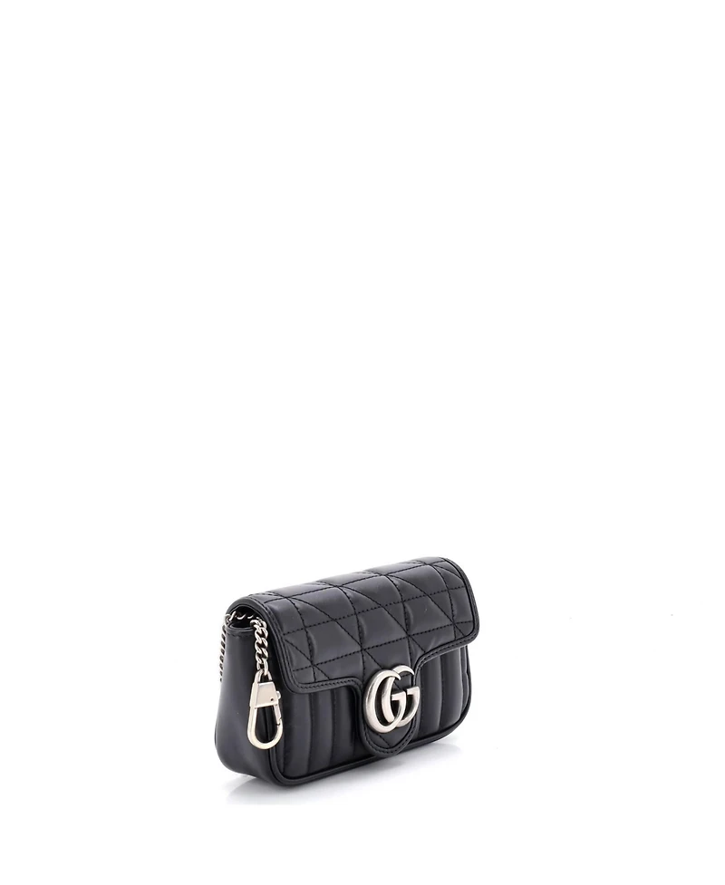 Pre-Owned Gucci Super Mini Gg Marmont Flap Bag Mixed Matelasse Leather