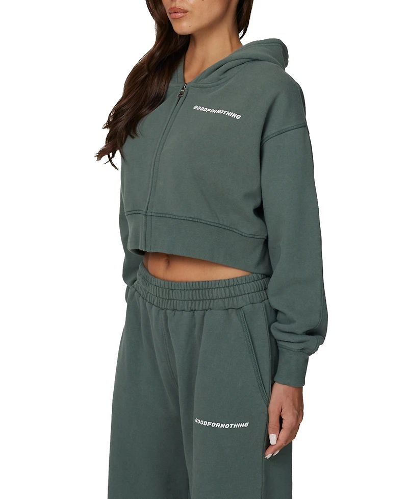 Good For Nothing Women's Essential Cropped Zip Hoodie