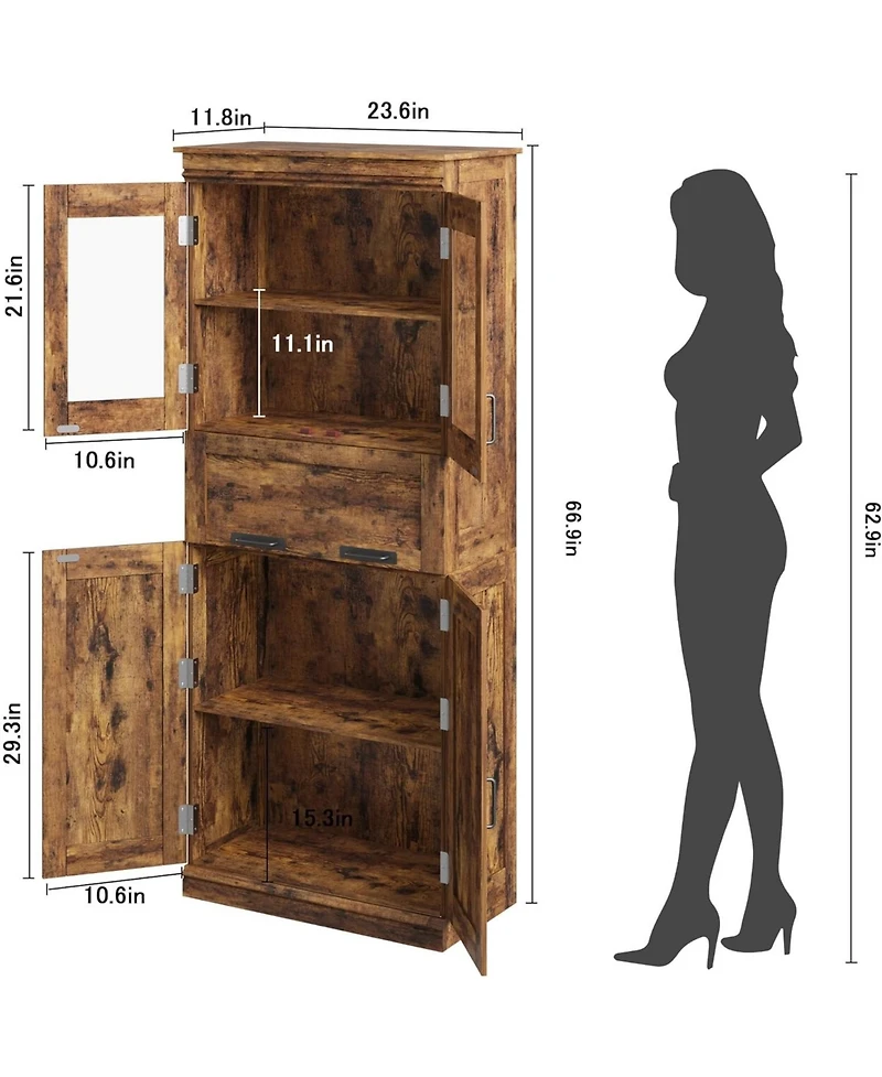 gaomon Tall Bathroom Cabinet, Storage Cabinet with Door and Drawer, Adjustable Shelf, Freestanding for Laundry Room, Kitchen