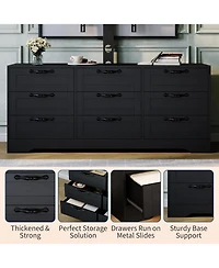 gaomon 9 Drawer Dresser Tv Stand with Mount for 32-85 TVs, Modern Entertainment Center Drawers, Media Console Table Bedroom Living