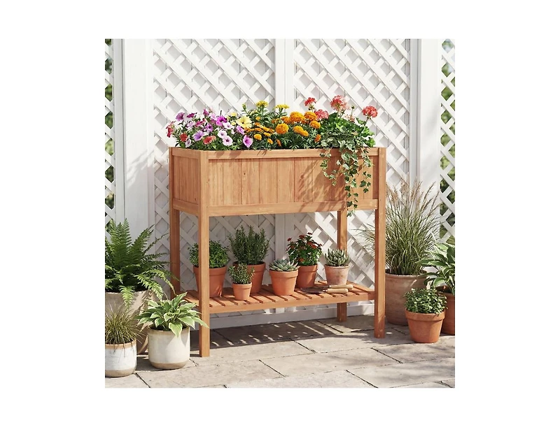 Slickblue Raised Wooden Garden Bed with Storage & 220 lb Capacity