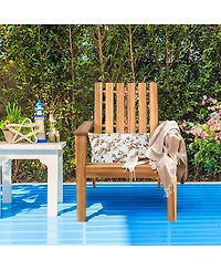 Gymax Set of 2 Outdoor Wooden Adirondack Chair Patio Lounge Chair w/ Armrest