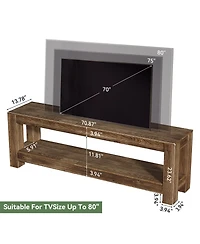 Tribesigns 70.9-Inch Solid Wood Tv Stand, Farmhouse Tv Console for 65/70/80/85-Inch TVs, Entertainment Center