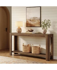 Tribesigns 63 Inch Entryway Console Table, 2-Tier Farmhouse Narrow Sofa Table Behind Couch, Accent Entrance Furniture, Rustic Brown