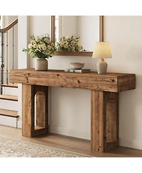 Tribesigns Solid Wood Console Table, 63-Inch Long Farmhouse Entryway Table, Sofa Console Behind Couch