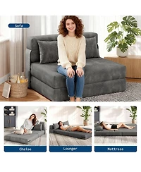 gaomon 4-in-1 Folding Sofa Bed Chair Bed, Convertible Sleeper with Pillow, Medium